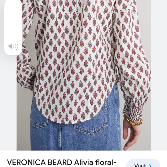 Veronica Beard Alivia Floral Print Cotton Poplin Blouse - Picture 8 of 11
